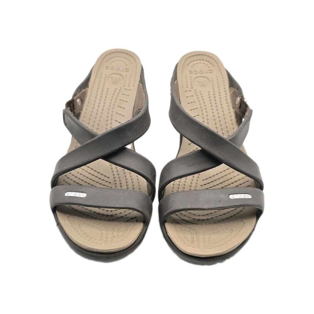 CROCS Cyprus IV Heels Brown Espresso/Mushroom Women's US 9 Sandals Strappy